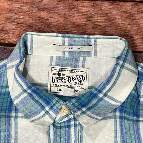 Lucky Brand Plaid Short Sleeve Button Down Mens Flannel Shirt - Picture 5 of 5